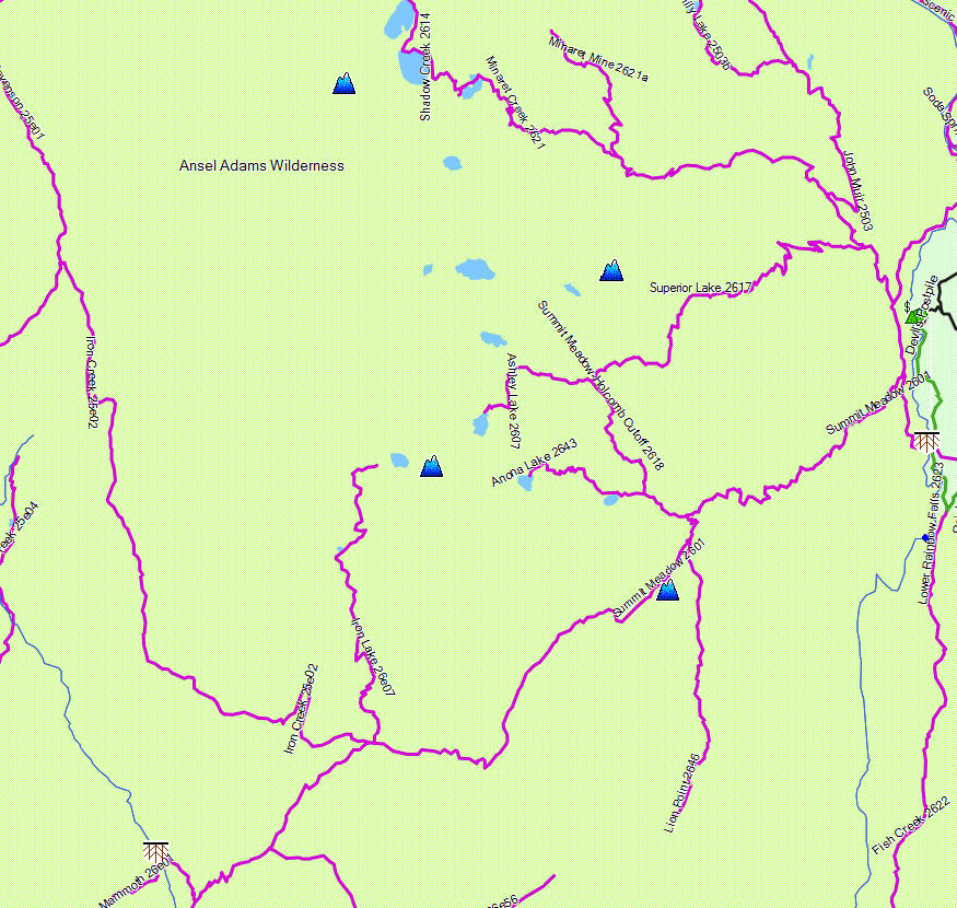 Ansel Adams Wilderness California Trail Map