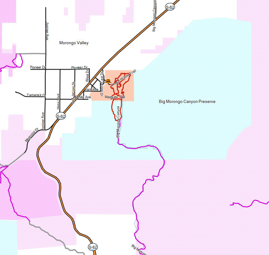 Big Morongo Canyon Preserve California Trail Map