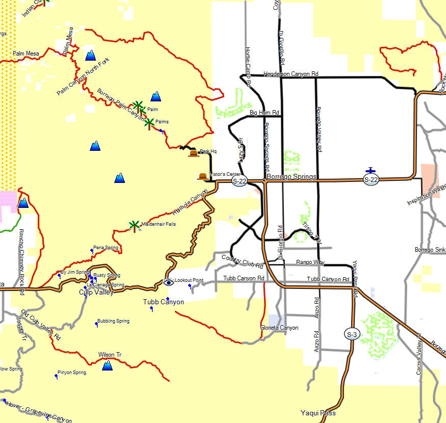 AnzaBorrego Desert SP, North California Trail Map
