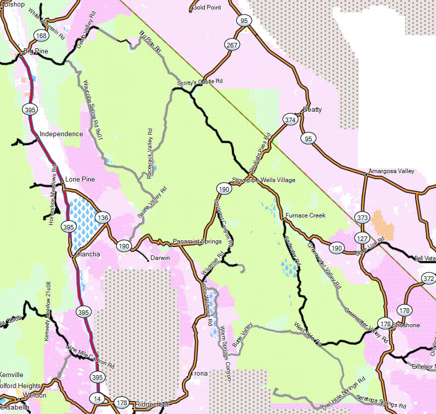 Death Valley National Park, South California Trail Map