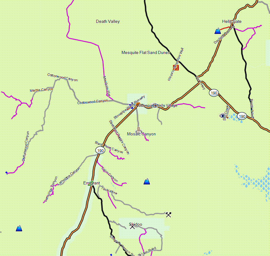 Death Valley National Park, South California Trail Map