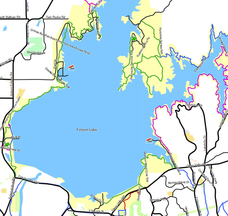 Peninsula Campground Folsom Lake Map