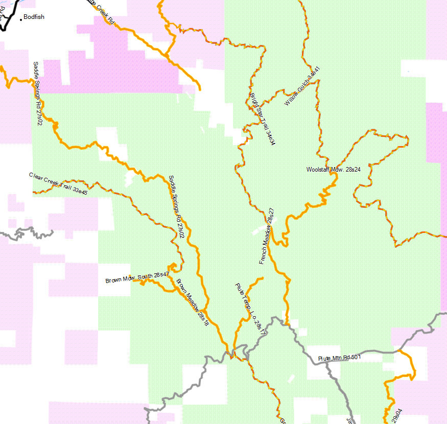 Sequoia NF, Lower Kern River California Trail Map