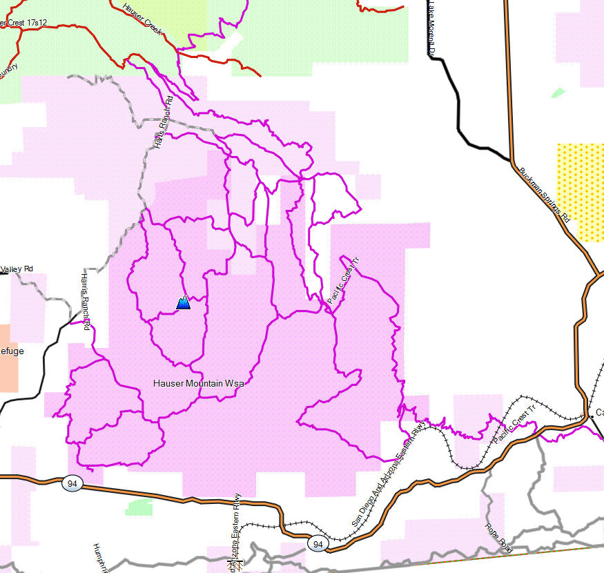 Hauser Mountain WSA California Trail Map