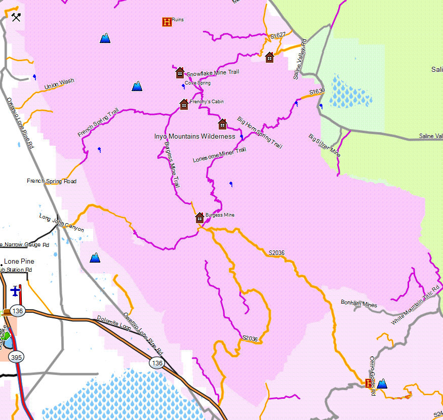 Inyo Mountains Wilderness California Trail Map