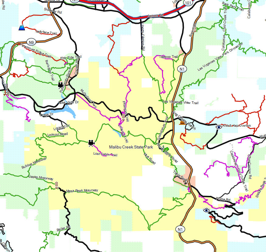 Malibu Creek State Park Map Map Of California Coast Cities