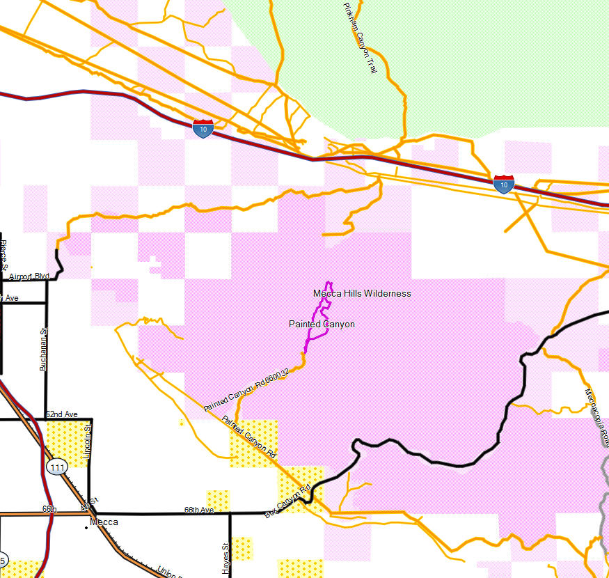 Mecca Hills Wilderness California Trail Map