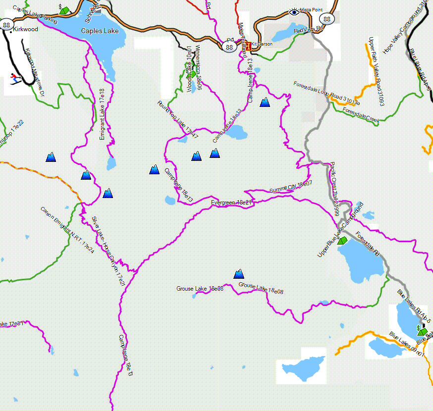 Mokelumne Wilderness California Trail Map