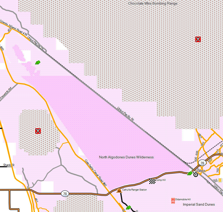 North Algodones Dunes Wilderness California Trail Map