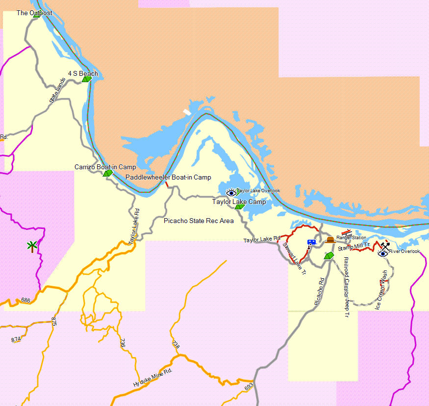 Picacho SRA California Trail Map