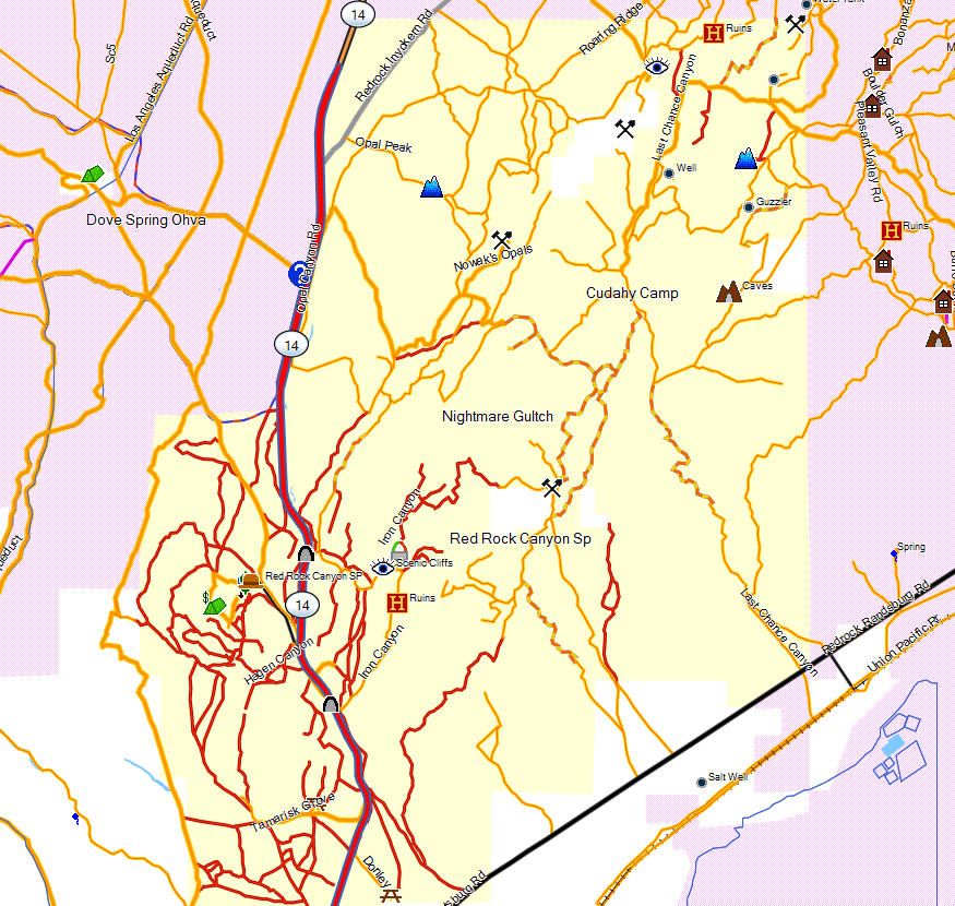 Red Rock Canyon SP California Trail Map