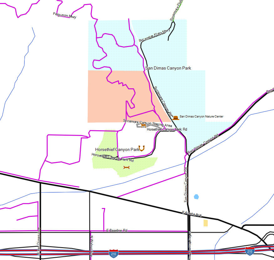 San Dimas Canyon Park California Trail Map