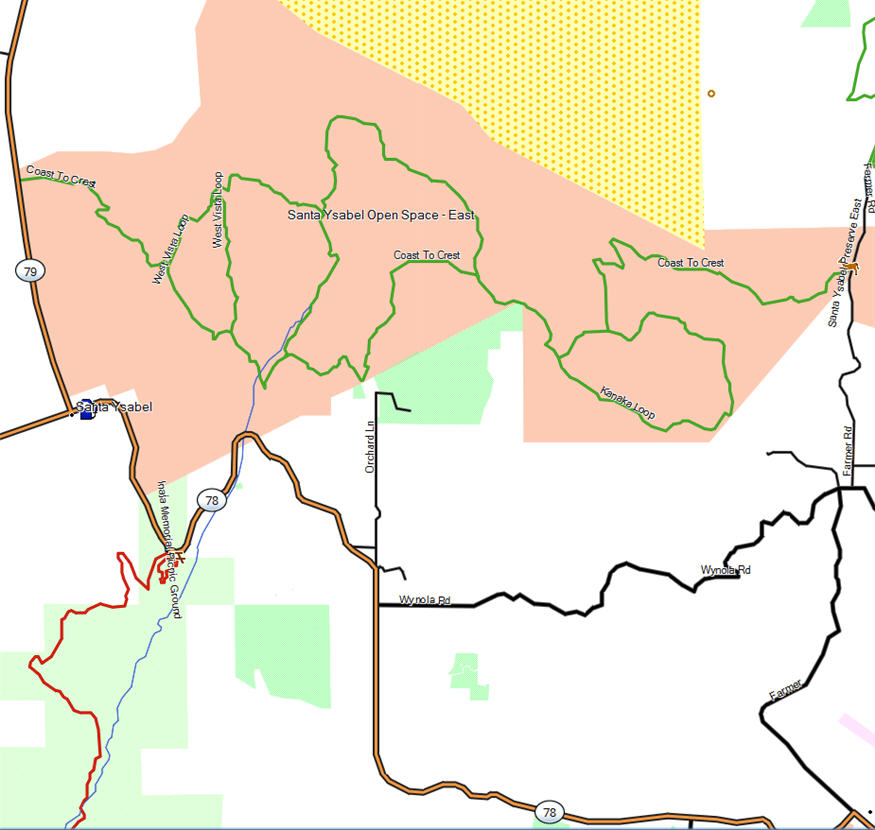 Santa Ysabel Preserve East California Trail Map