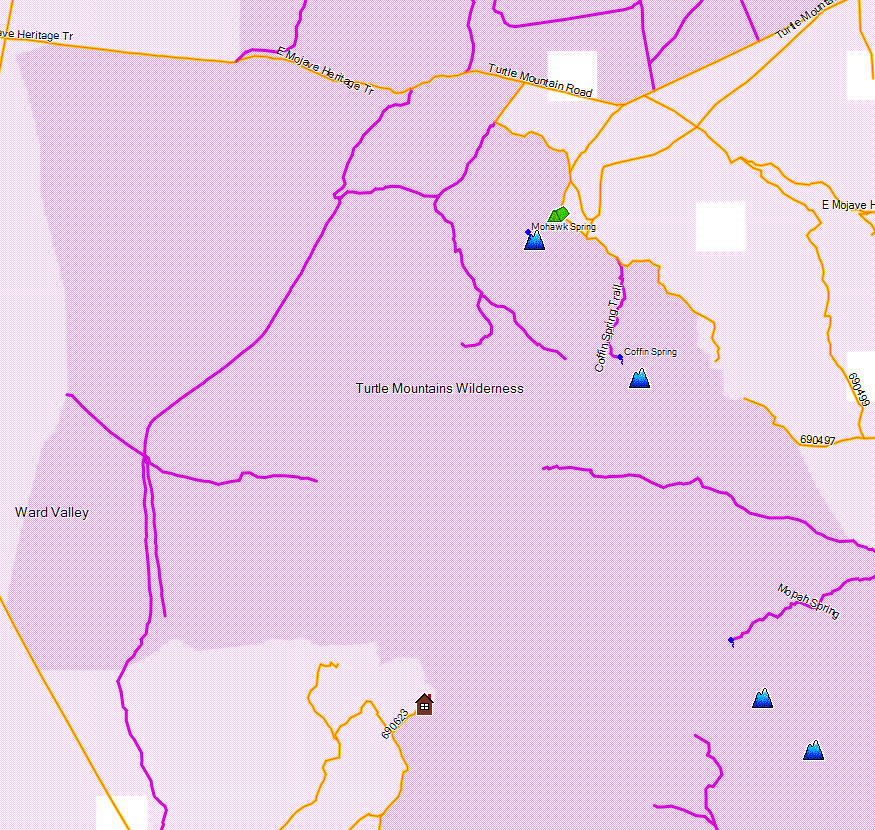 Turtle Mountains Wilderness California Trail Map