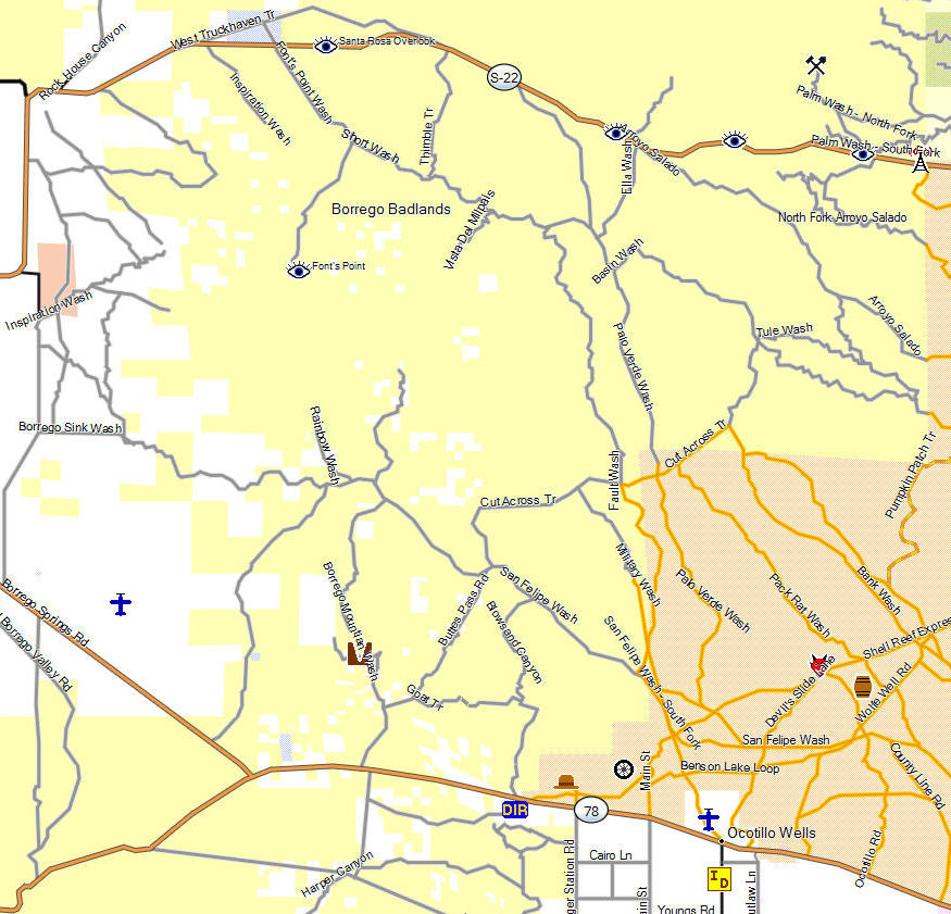AnzaBorrego Desert SP, North California Trail Map