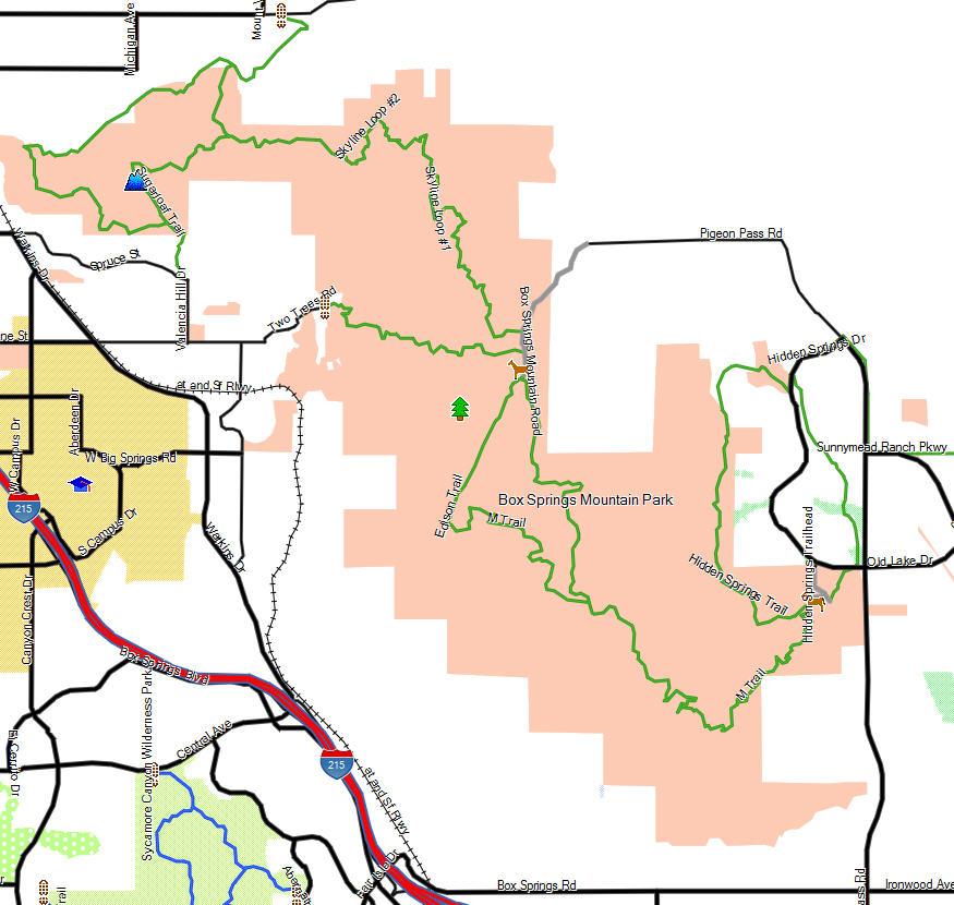 Box Springs Mountain Park California Trail Map