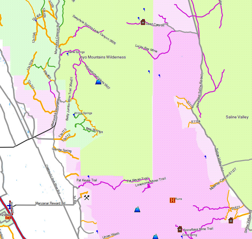 Inyo Mountains Wilderness California Trail Map