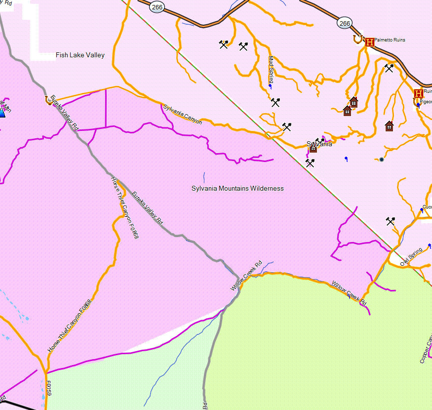 Sylvania Mountains Wilderness California Trail Map