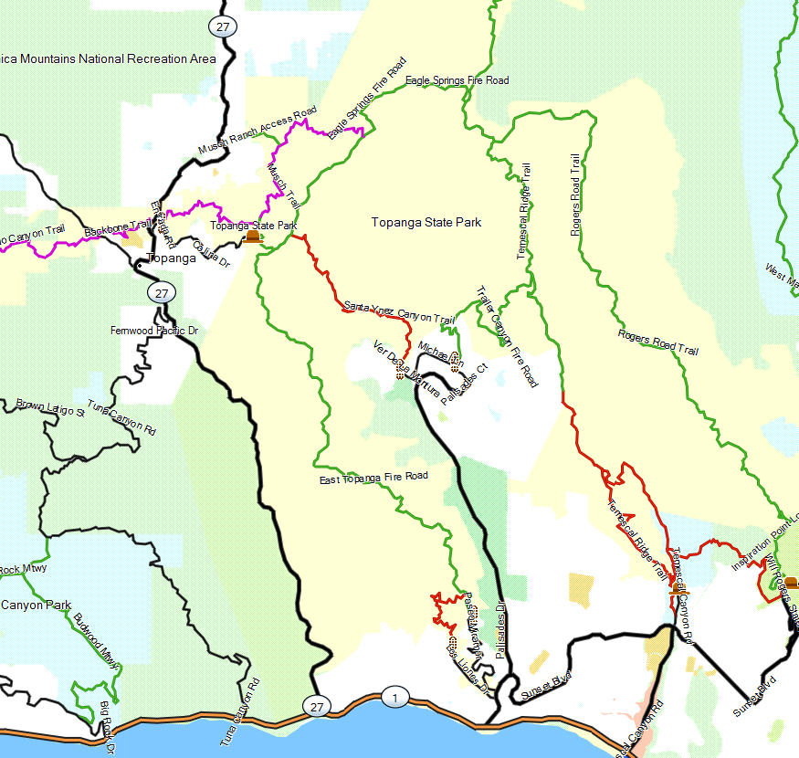Topanga SP - California Trail Map