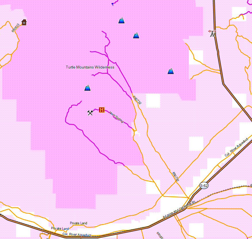 Turtle Mountains Wilderness California Trail Map