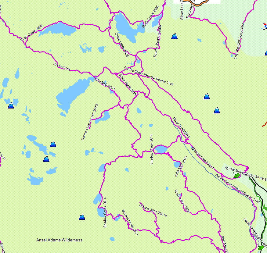 Ansel Adams Wilderness Trail Map