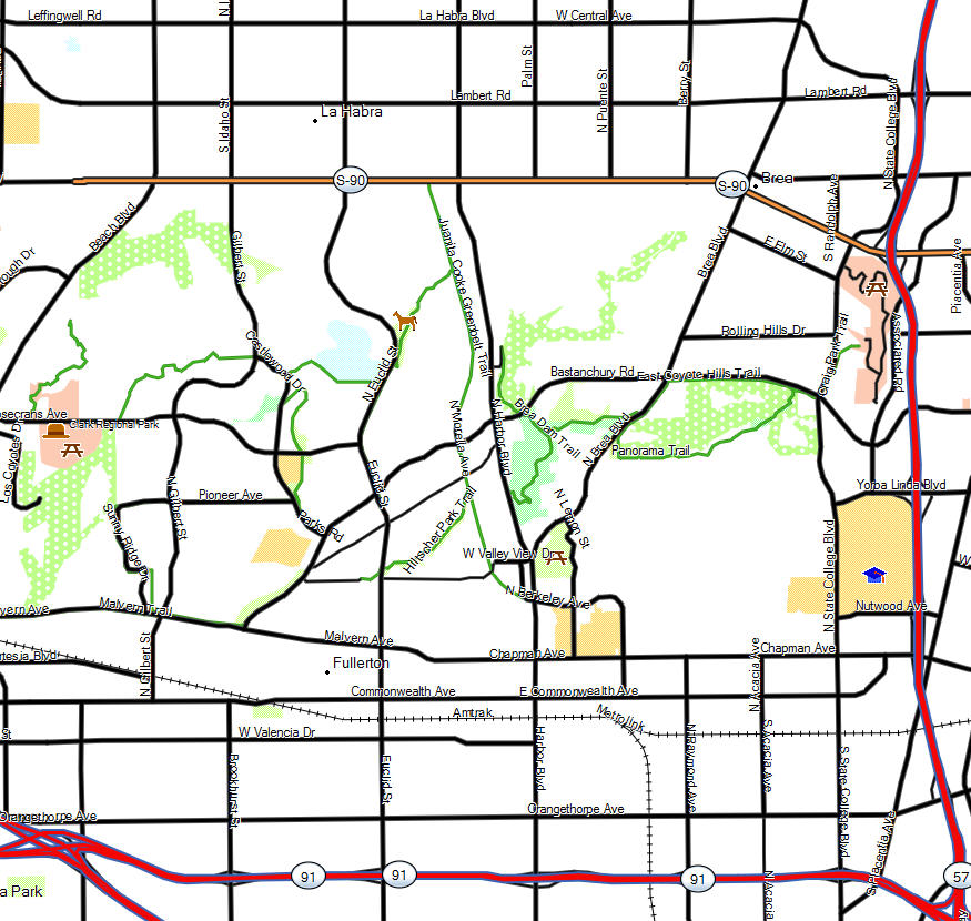 Fullerton California Trail Map - FullertonTrailMap