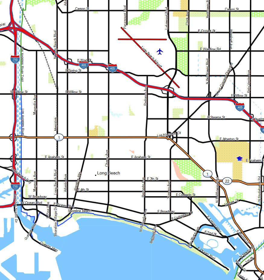 Los Angeles River Trail California - LongBeachWestTrailMap