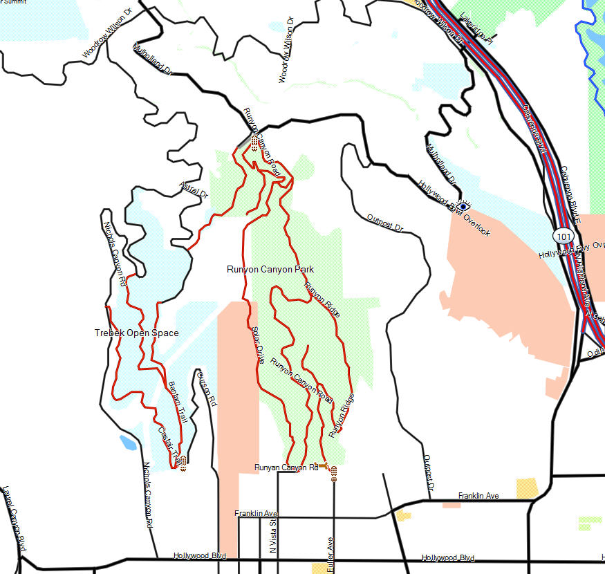 Runyon Canyon Park California - TrebekRunyonCanyonMap 